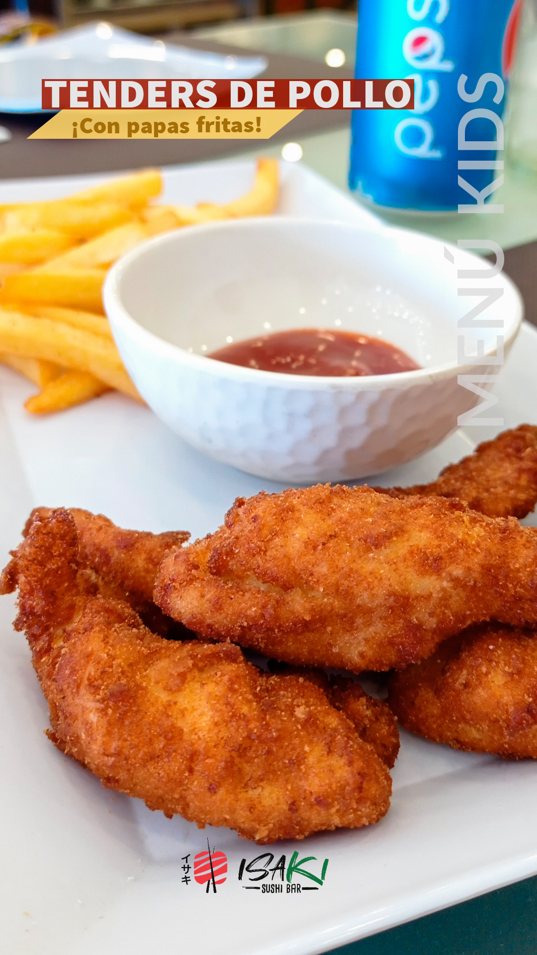 Tenders de pollo con papas fritas